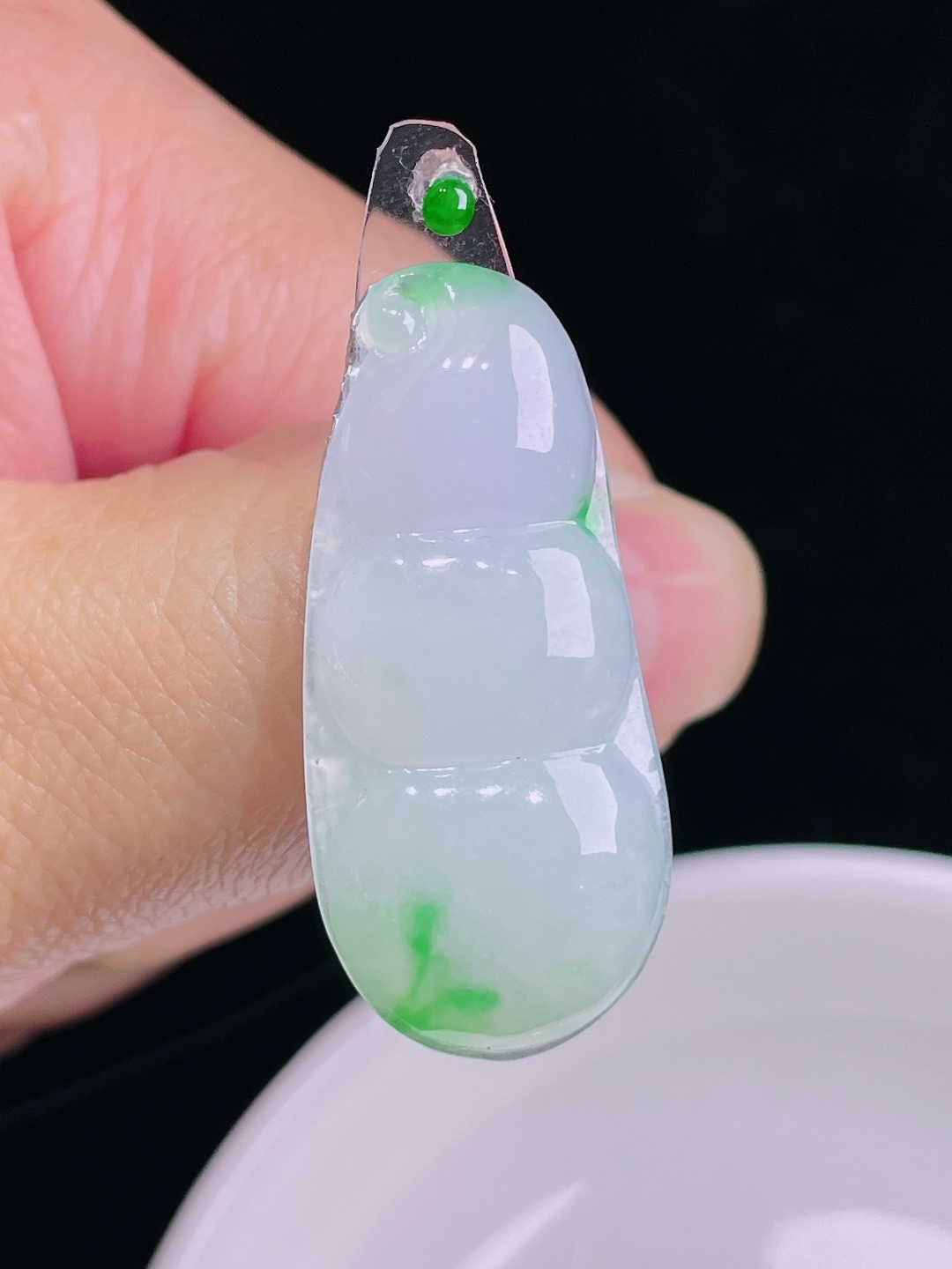 阳绿豆子福豆，老种起光，细底通透，尺寸：37.7/17.6/4.5mm0904