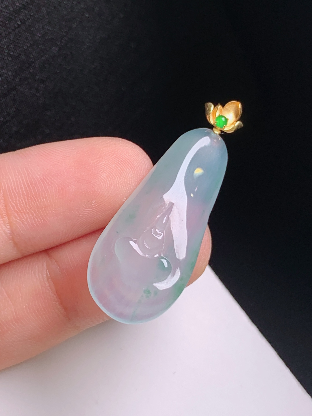 冰种飘花悟道吊坠，清透起光，禅意悠然，静心纳祥，530901