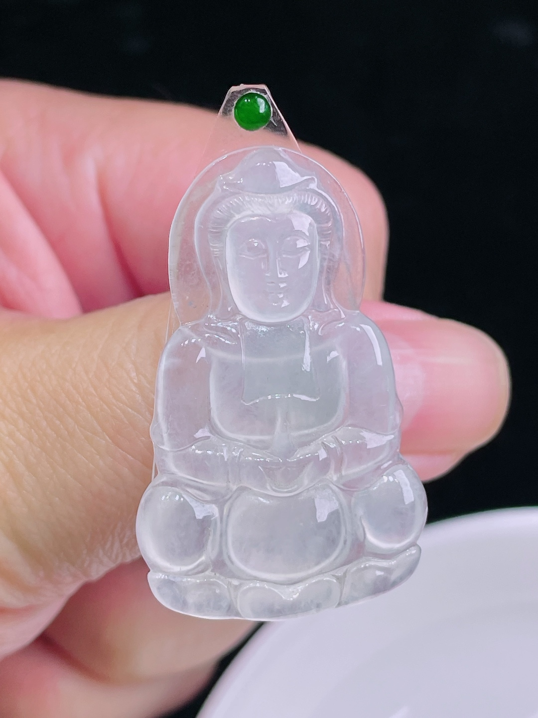 ️观音，老种起光，细底通透，尺寸：40.3/25.2/3.5mm0904