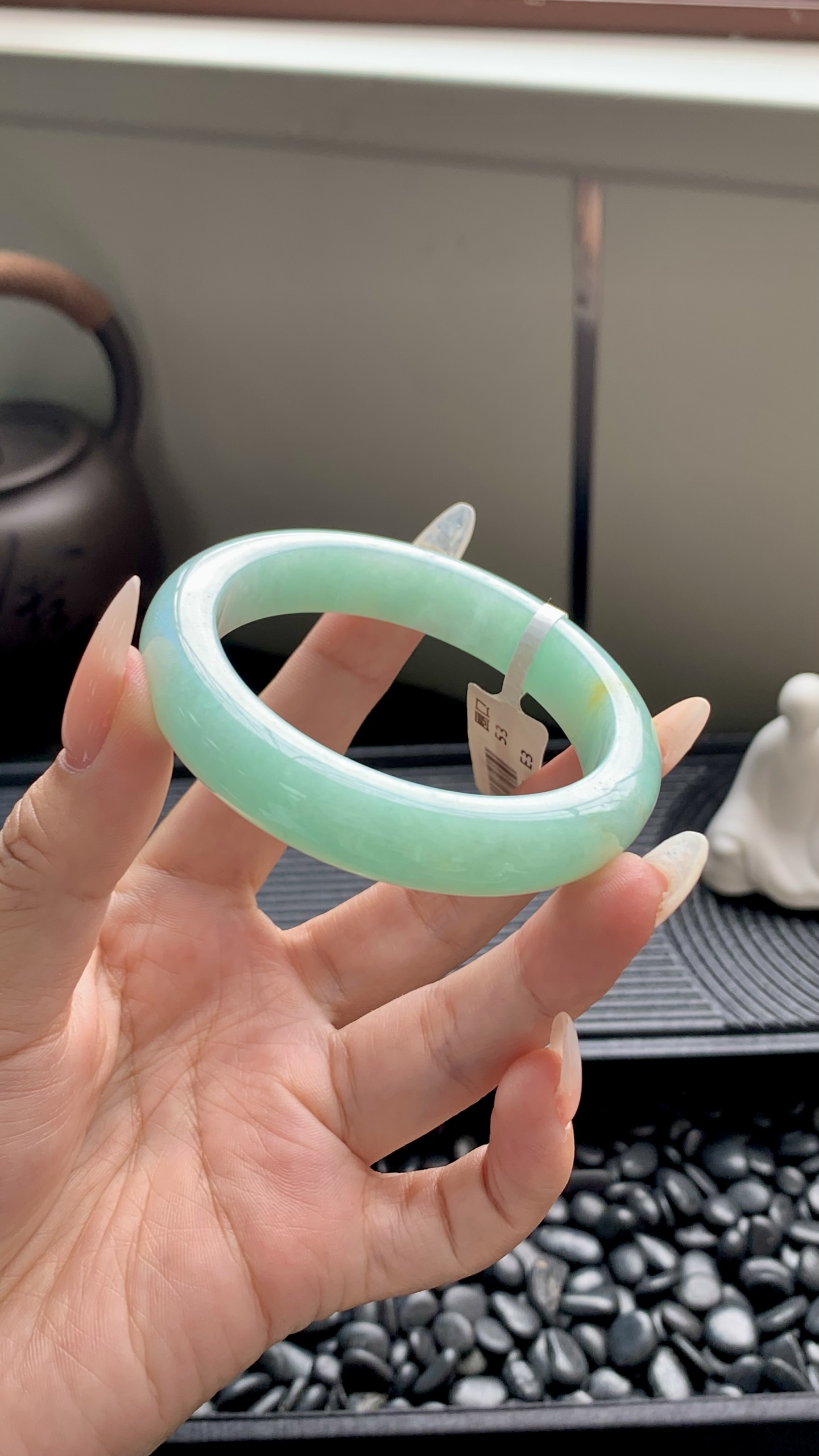 果绿洒金正圈成品,HYY-8156,尺寸：53-12-8.5