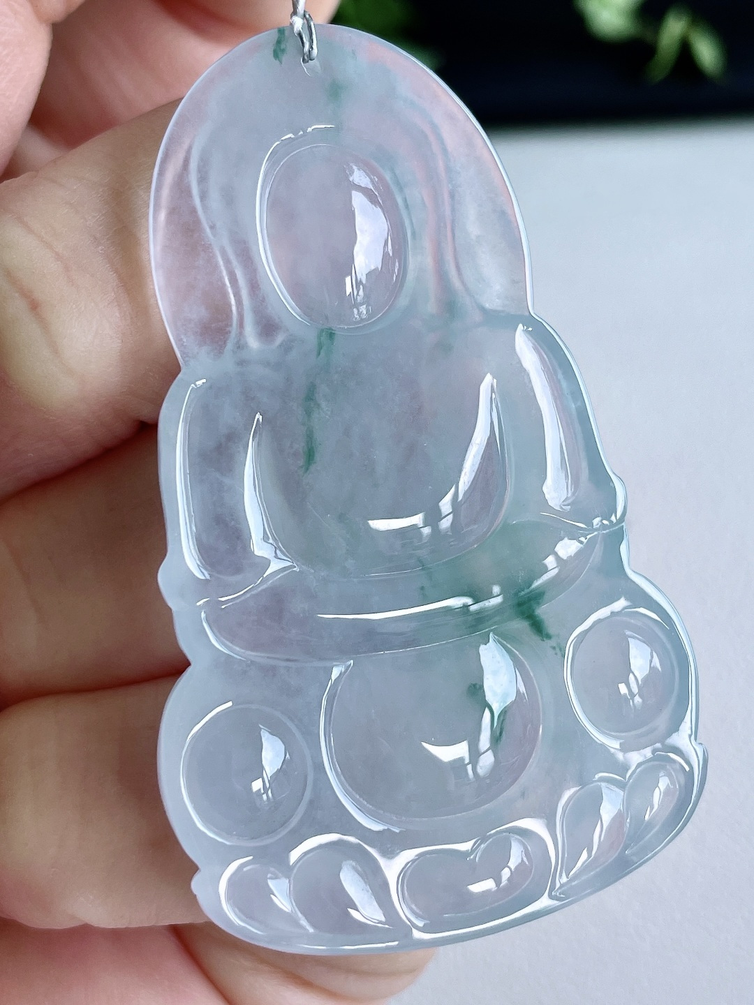 裸石冰飘花正装观音大观音吊坠,说明缅料无裂性比高厚装,尺寸57-34.6-6,重量20克