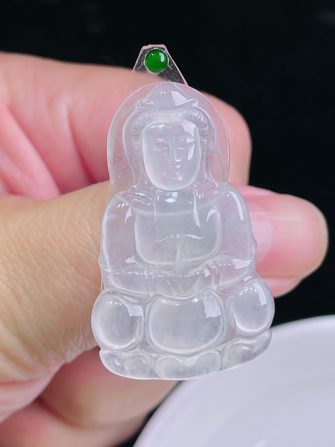 ️观音，老种起光，细底通透，尺寸：40.3/25.2/3.5mm0904