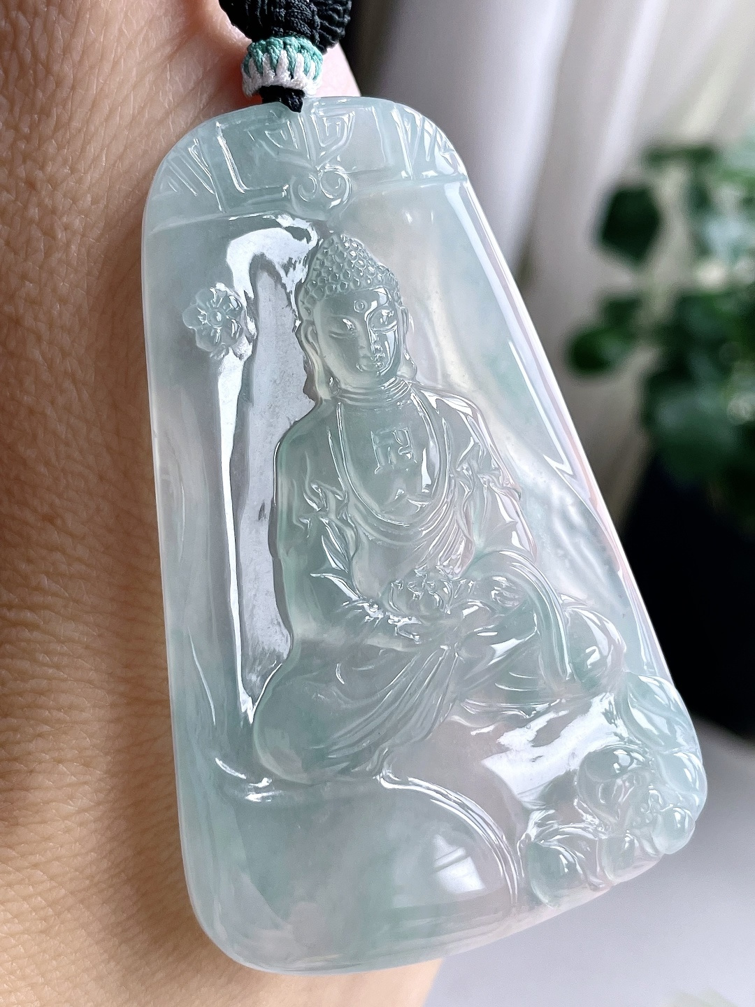 冰晴水大日如来佛牌吊坠，缅料，无裂，性比高，尺寸61.3-39-5，重量26.6克