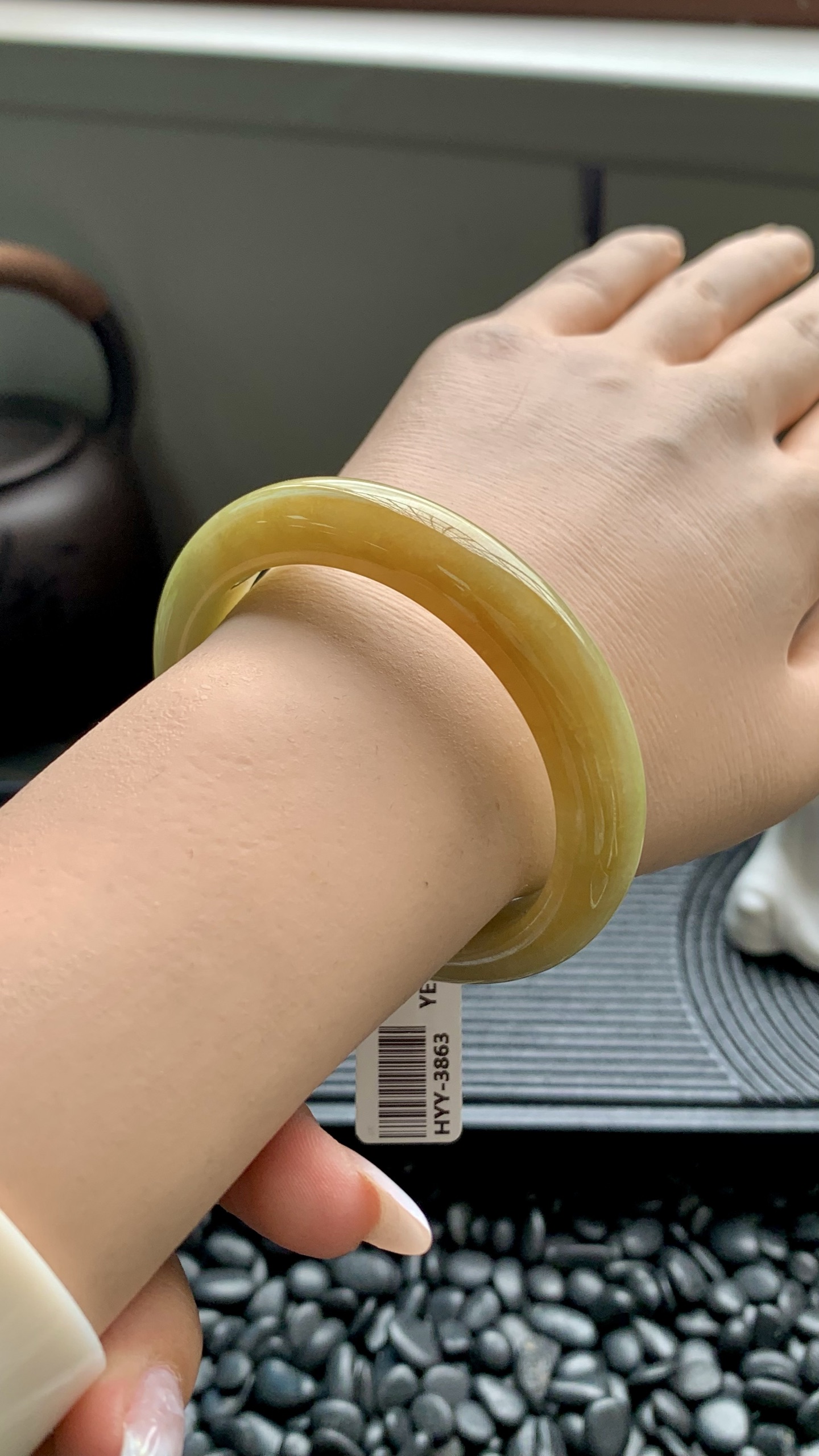 满圈黄翡正圈成品,HYY-3863,尺寸：53-12-8