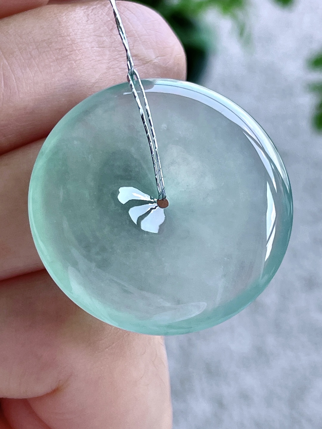 高冰晴水平安扣吊坠,冰透起钢 纯净厚装