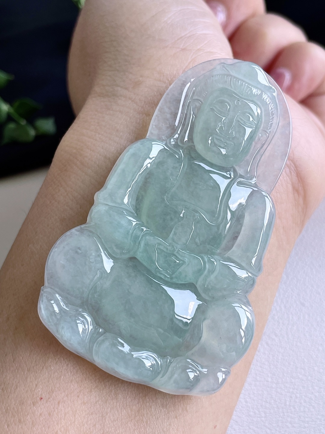 糯冰晴水正装大观音吊坠,性比高