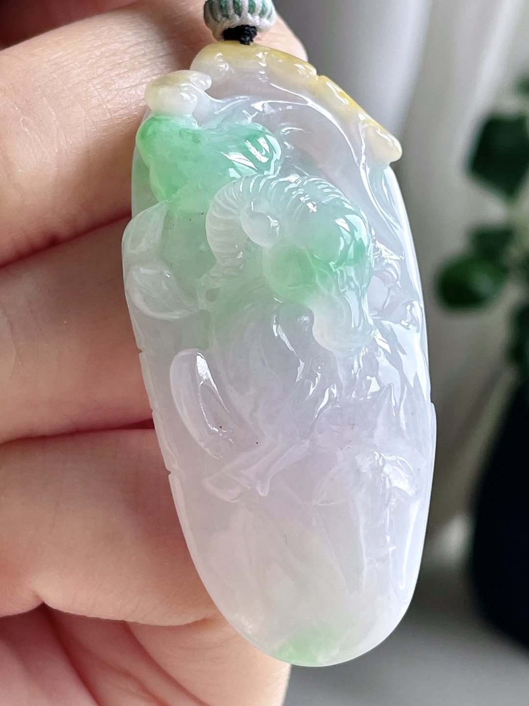 冰春彩生肖羊牌吊坠，无裂，性比高，超厚，53-25.3-17.4，29.7克