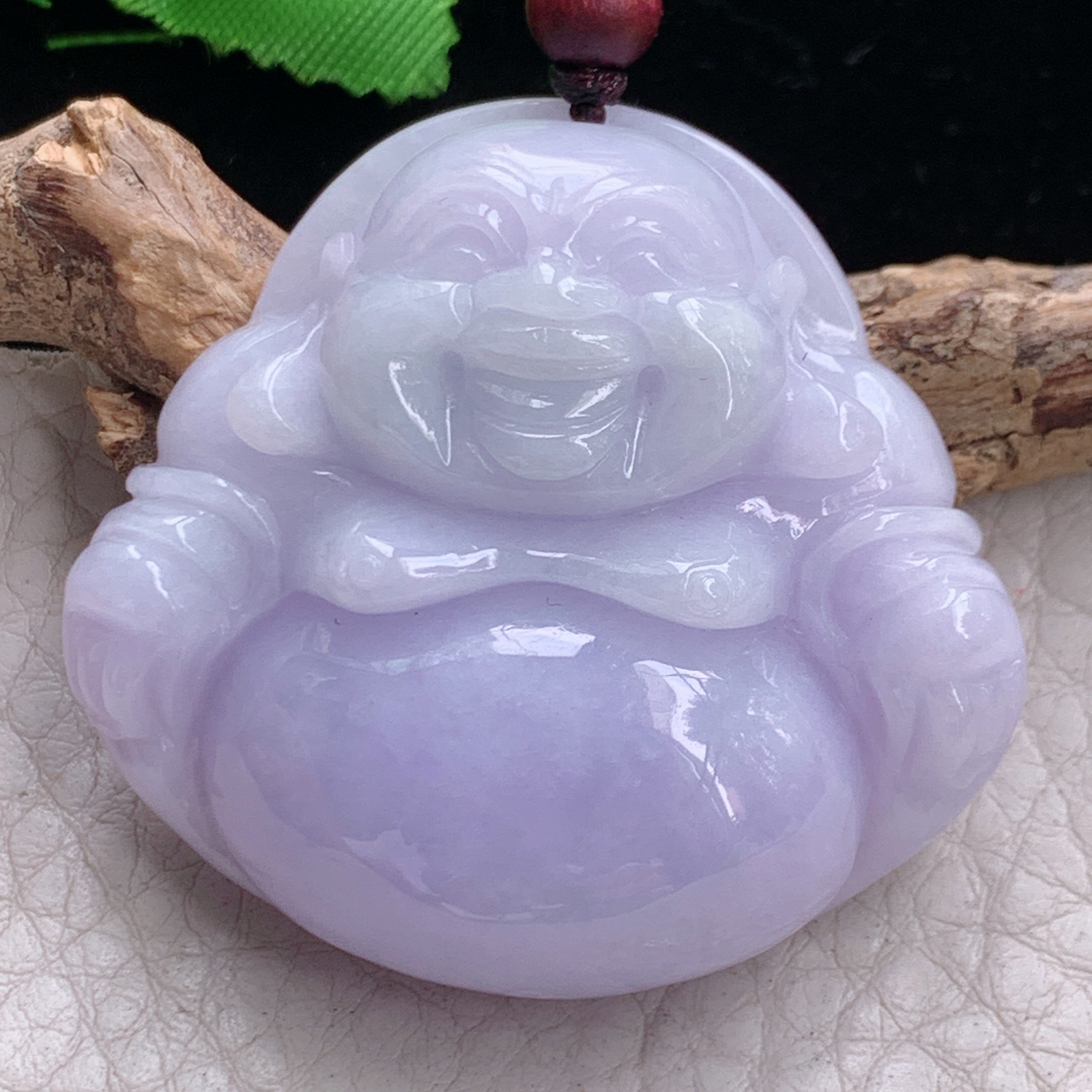 zen实拍41.5*44.5*13缅甸翡翠高品质饱满水润紫罗兰佛公 弥勒佛玉吊坠