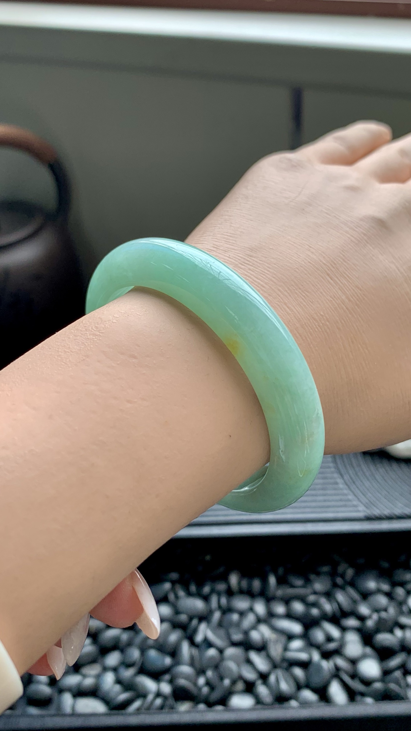 果绿洒金正圈成品,HYY-8156,尺寸：53-12-8.5