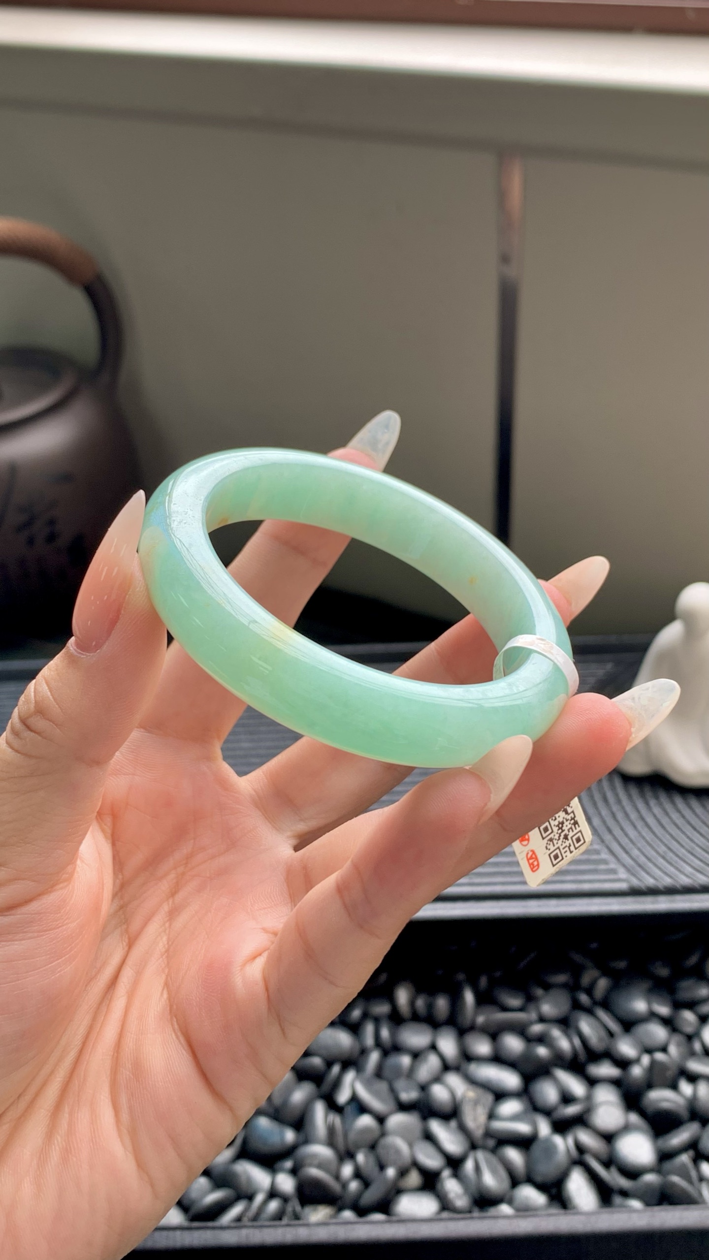 果绿洒金正圈成品,HYY-8156,尺寸：53-12-8.5