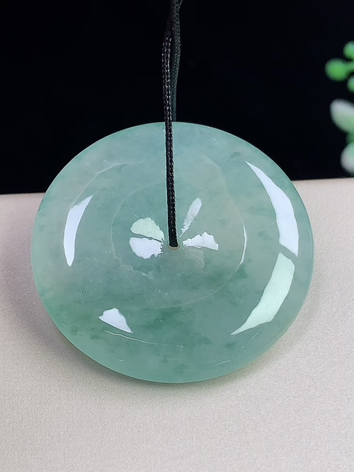 冰飘花平安扣，无裂，尺寸32.3-5.6mm，j04hey