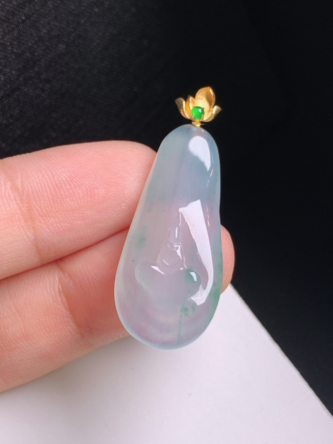 冰种飘花悟道吊坠，清透起光，禅意悠然，静心纳祥，530901
