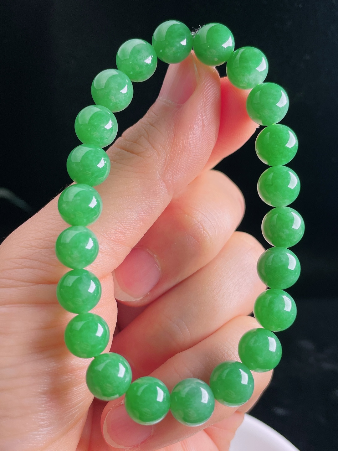️阳绿手串，老种起光，细底通透，尺寸：8.7mm0904