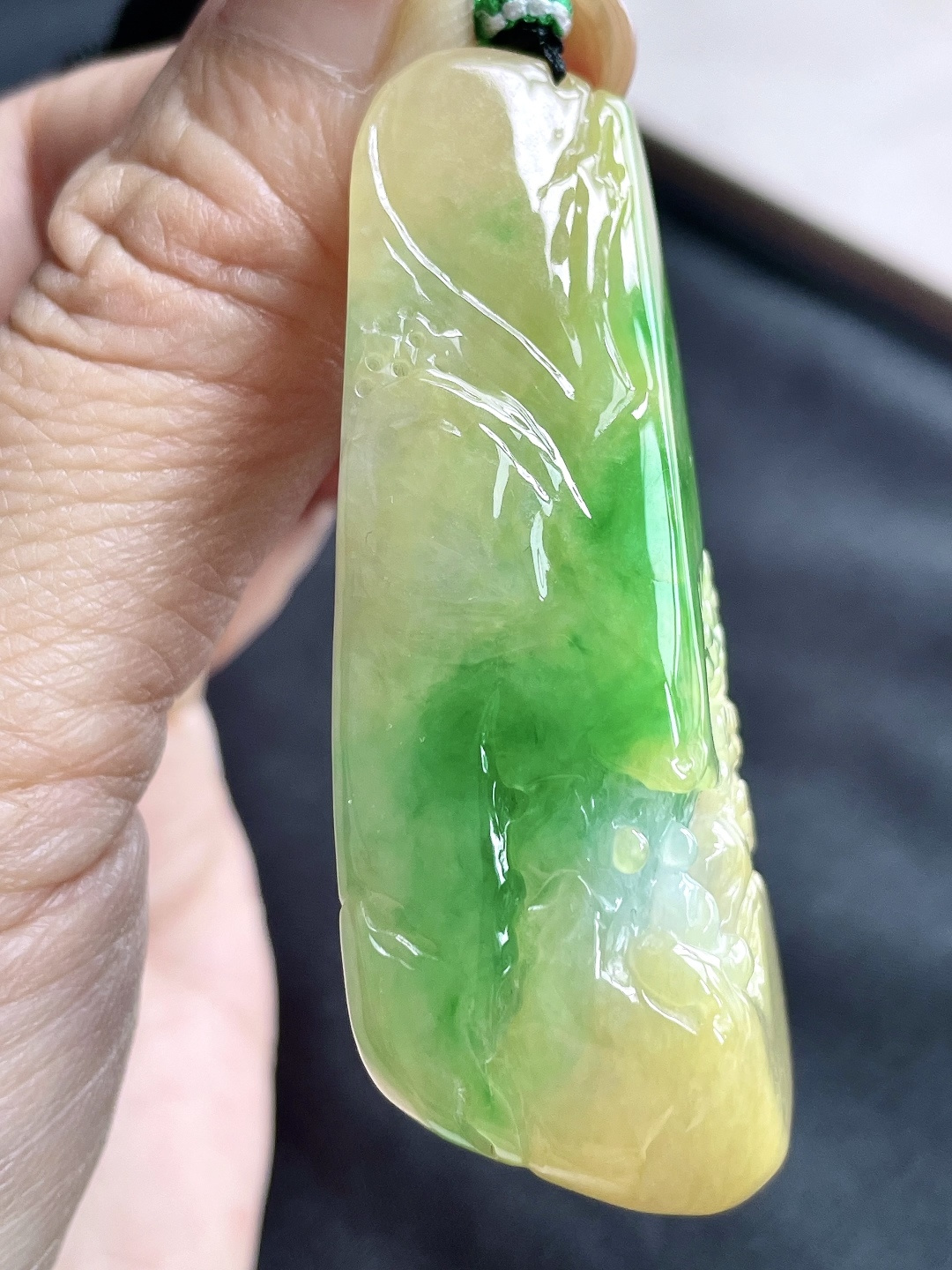 冰黄加绿山水悟道无相佛牌吊坠,性比高,超厚