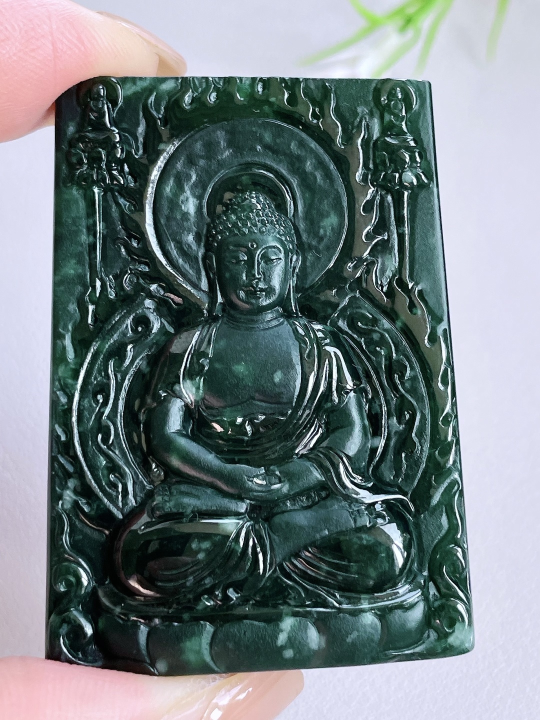 墨翠大日如来佛牌吊坠,说明,,性比高,超厚,尺寸50.8-36.5-10.2,重量51克