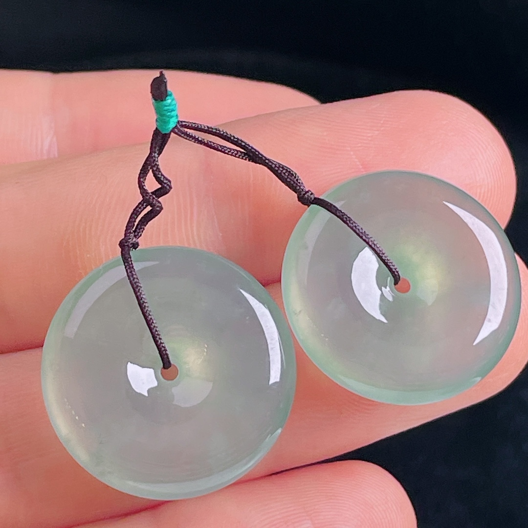 ️冰晴水平安扣耳坠，老种起光，细底通透，尺寸：20/5mm0904