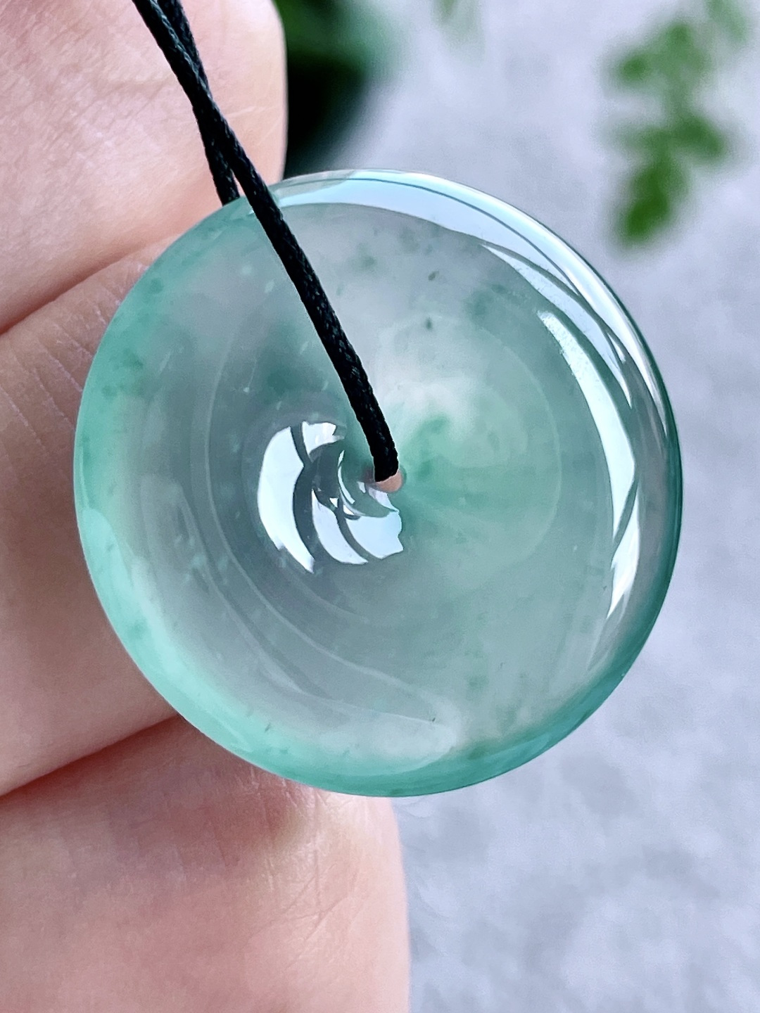 高冰飘花平安扣吊坠,冰透起钢