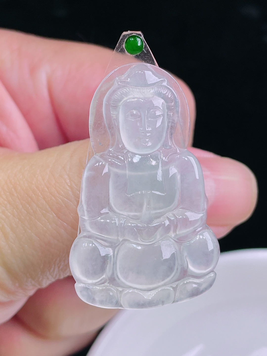️观音，老种起光，细底通透，尺寸：40.3/25.2/3.5mm0904