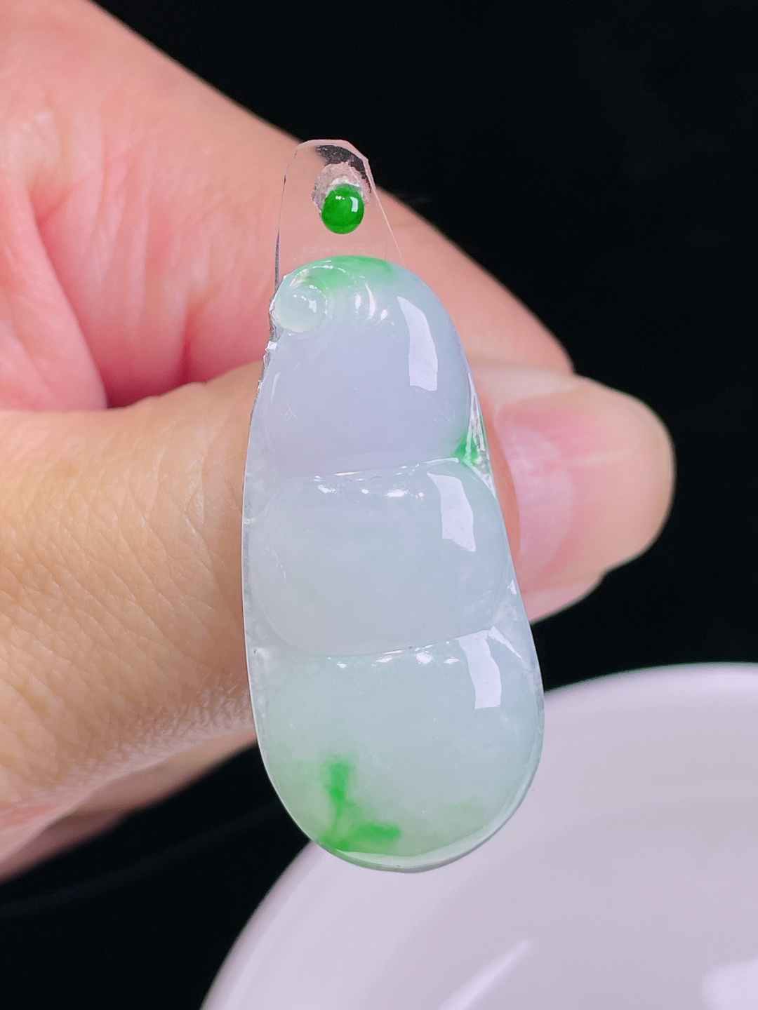 阳绿豆子福豆，老种起光，细底通透，尺寸：37.7/17.6/4.5mm0904