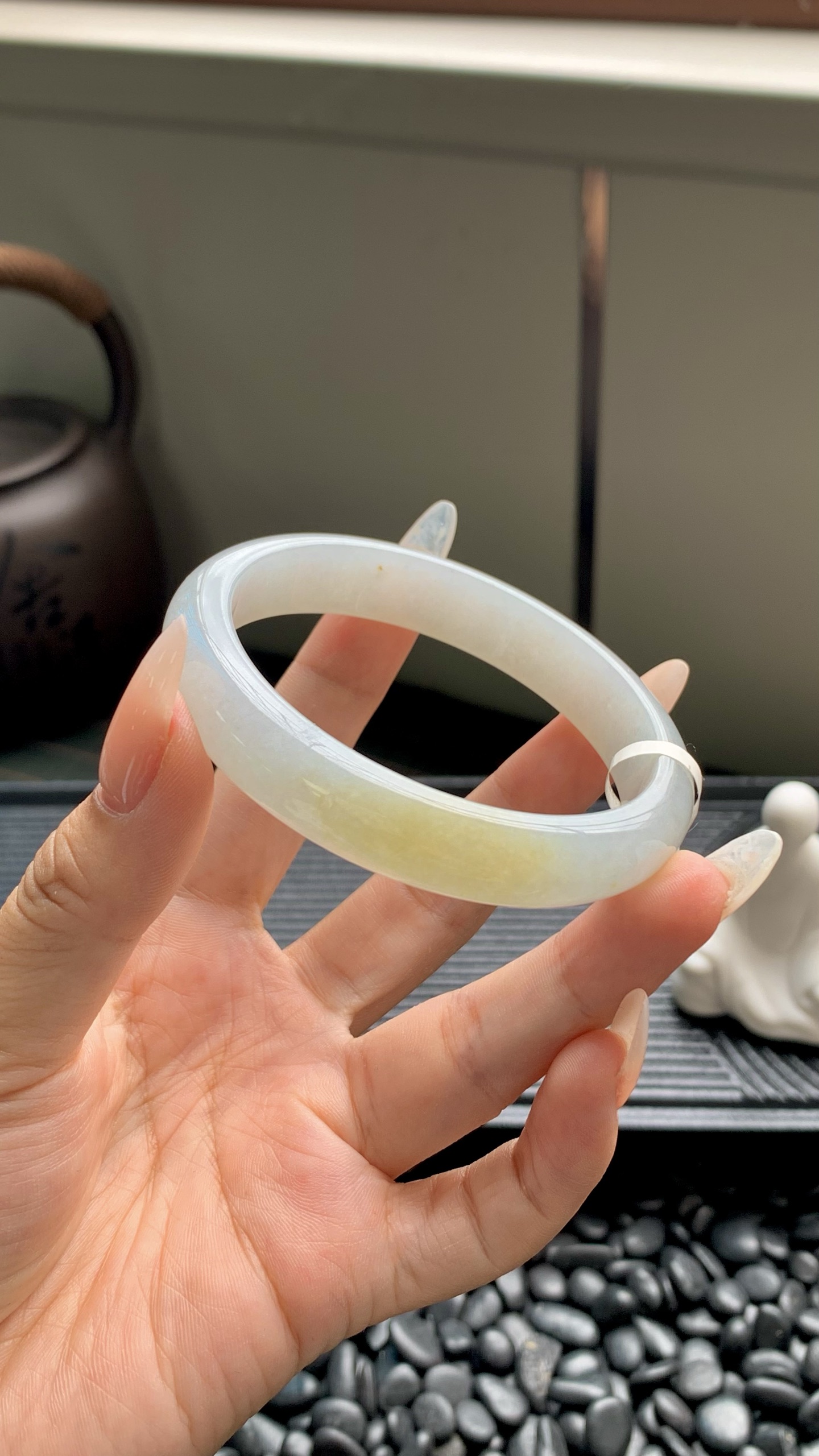 晴底黄翡正圈成品,HYY-2168,尺寸：58-12-7