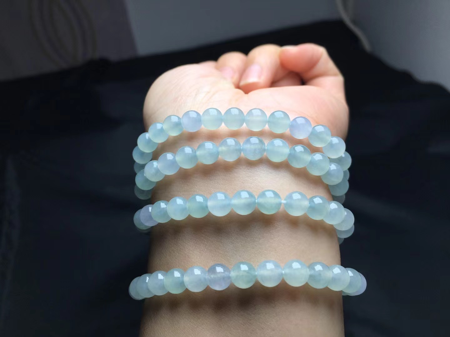 种珠链，卡6mm，118颗，种好，玉质细腻，均匀，透水润，度极高，颗颗精选