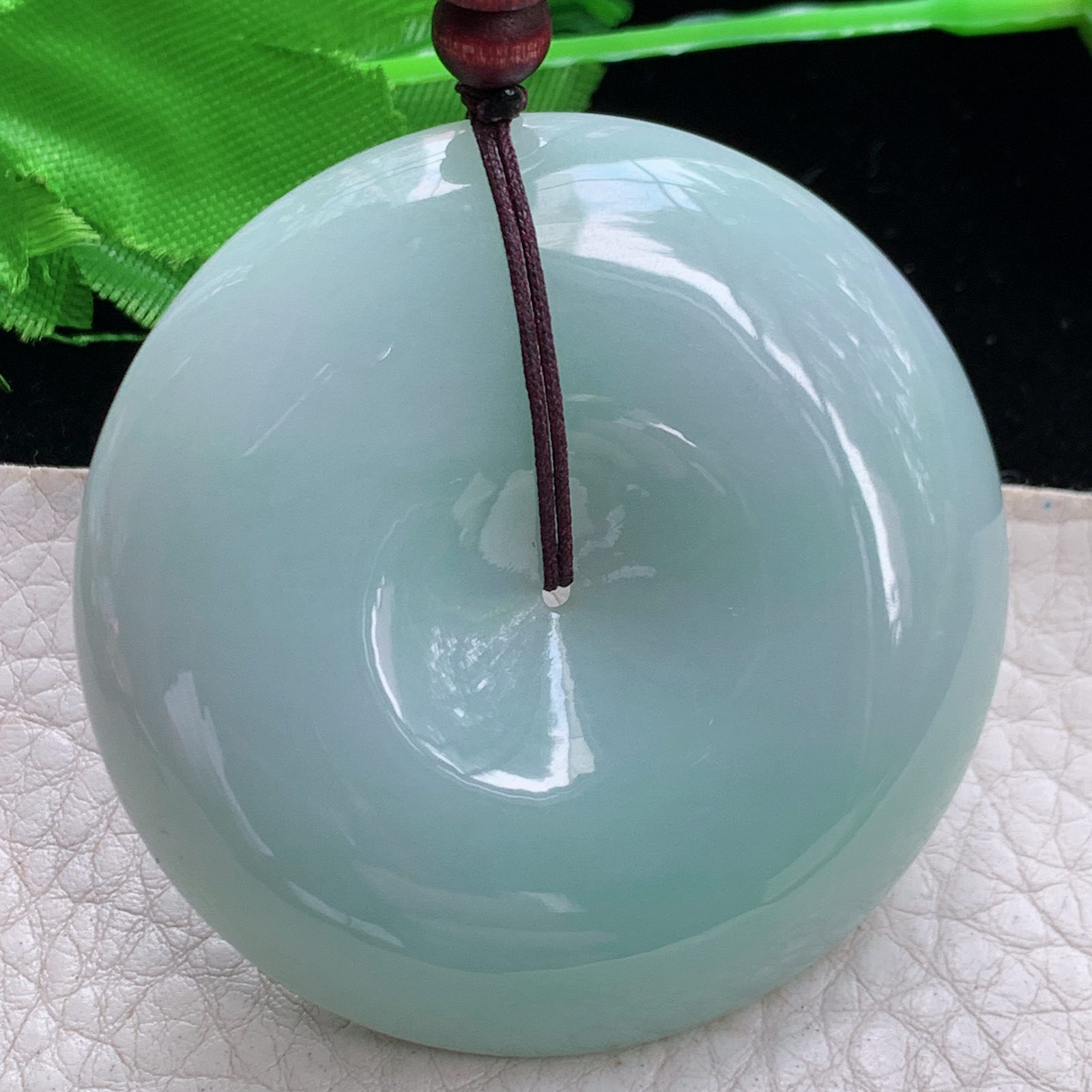 zen实拍52.3*12缅甸翡翠高品质饱满春带彩大气平安扣 大扣玉吊坠