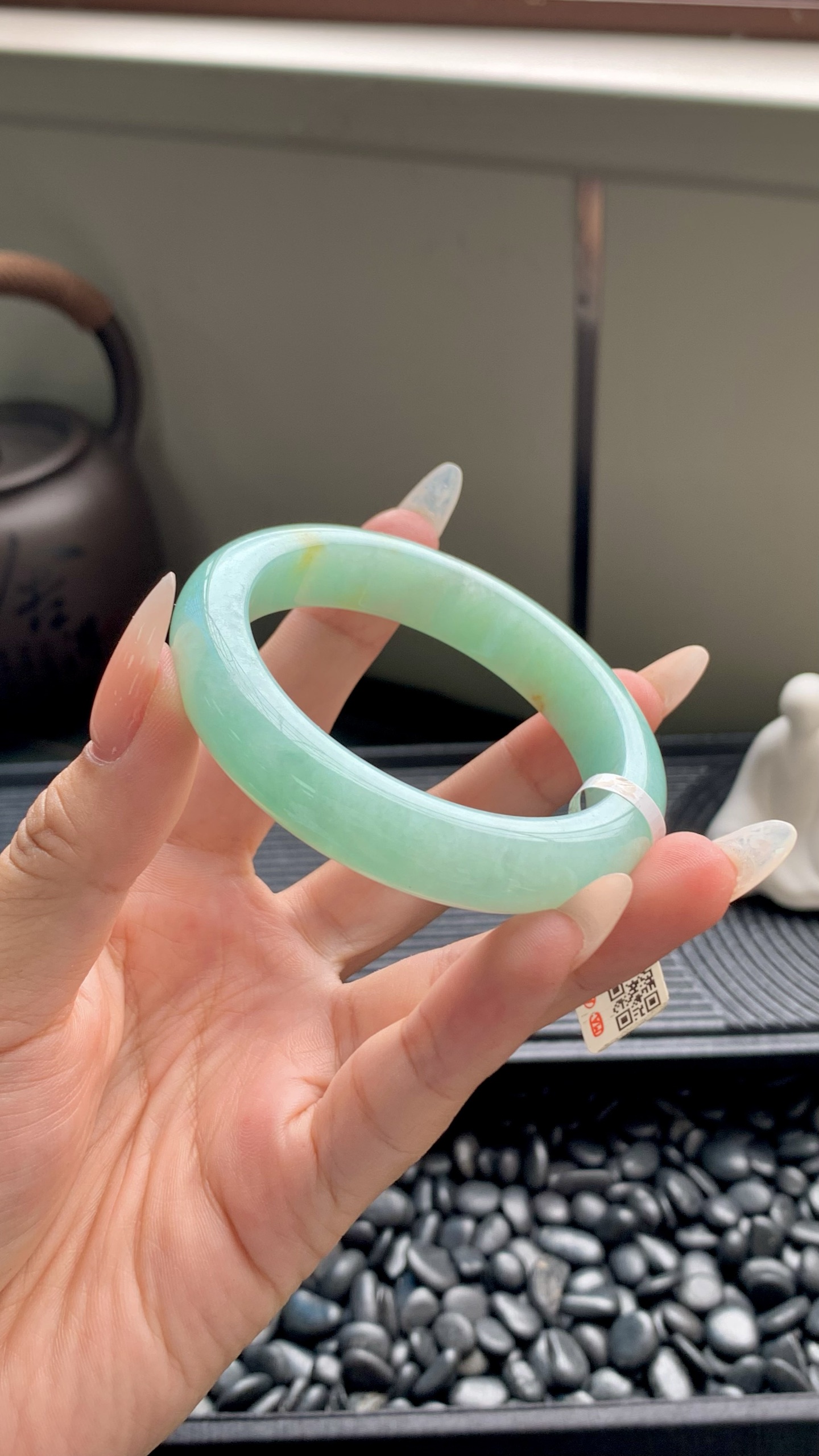 果绿洒金正圈成品,HYY-8156,尺寸：53-12-8.5