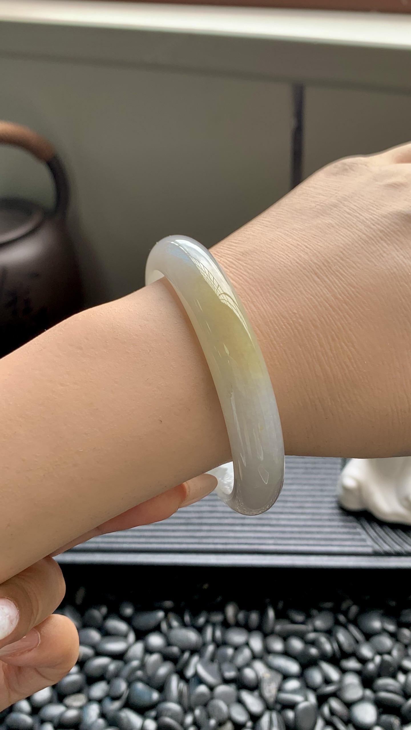 晴底黄翡正圈成品,HYY-2168,尺寸：58-12-7