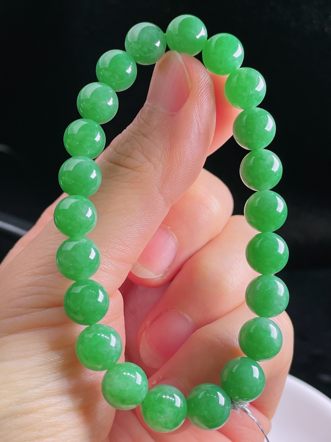 ️阳绿手串，老种起光，细底通透，尺寸：8.7mm0904