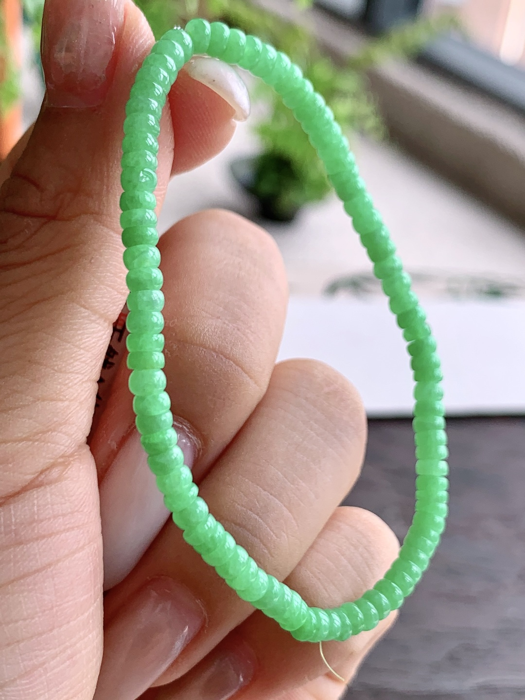 ️冰阳绿手串算盘珠手串,性比高,尺寸3.6-2,重量5.2克