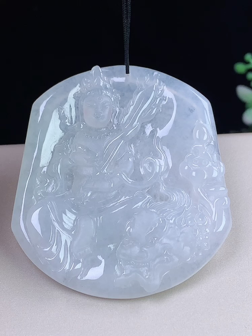 冰种文殊菩萨，无裂，尺寸52-46.5-5.0mm，j04hey