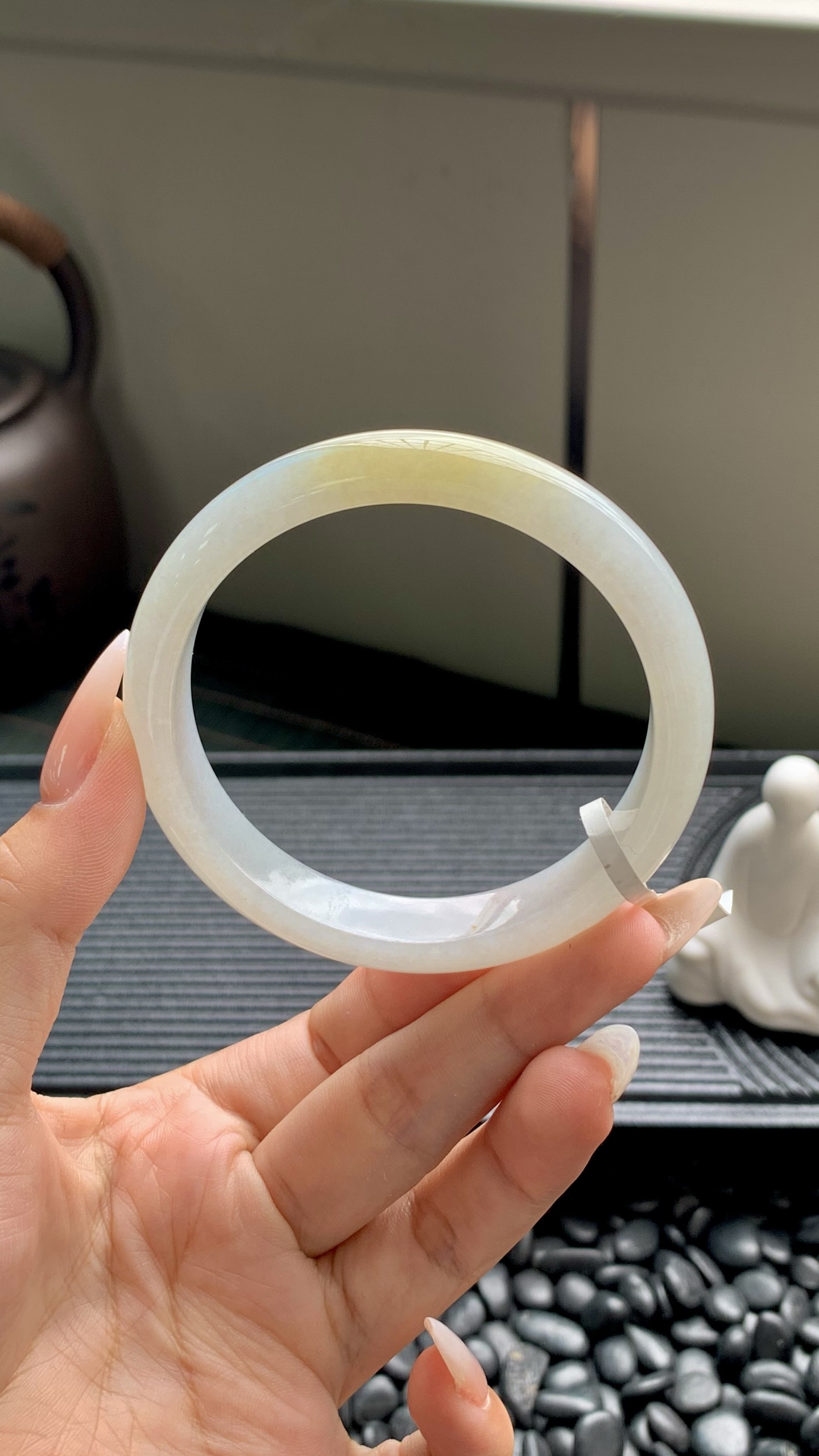 晴底黄翡正圈成品,HYY-2168,尺寸：58-12-7