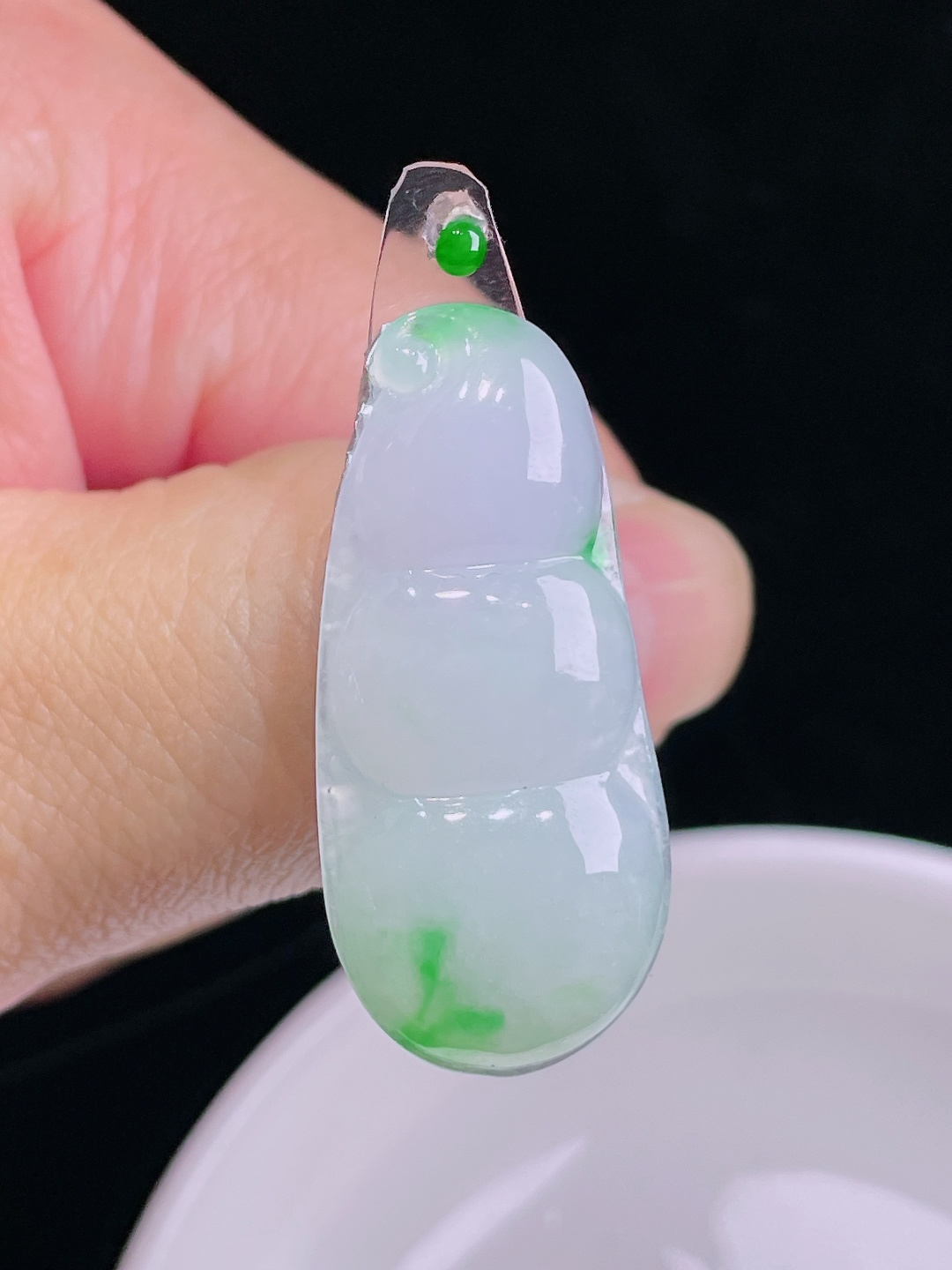 阳绿豆子福豆，老种起光，细底通透，尺寸：37.7/17.6/4.5mm0904