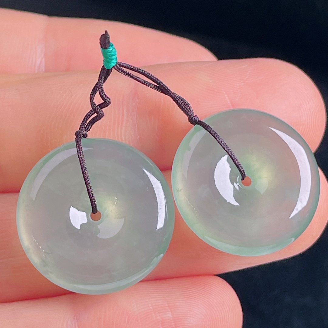 ️冰晴水平安扣耳坠，老种起光，细底通透，尺寸：20/5mm0904
