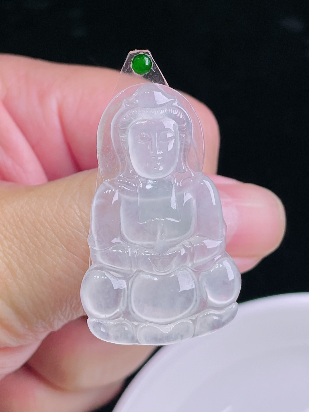 ️观音，老种起光，细底通透，尺寸：40.3/25.2/3.5mm0904