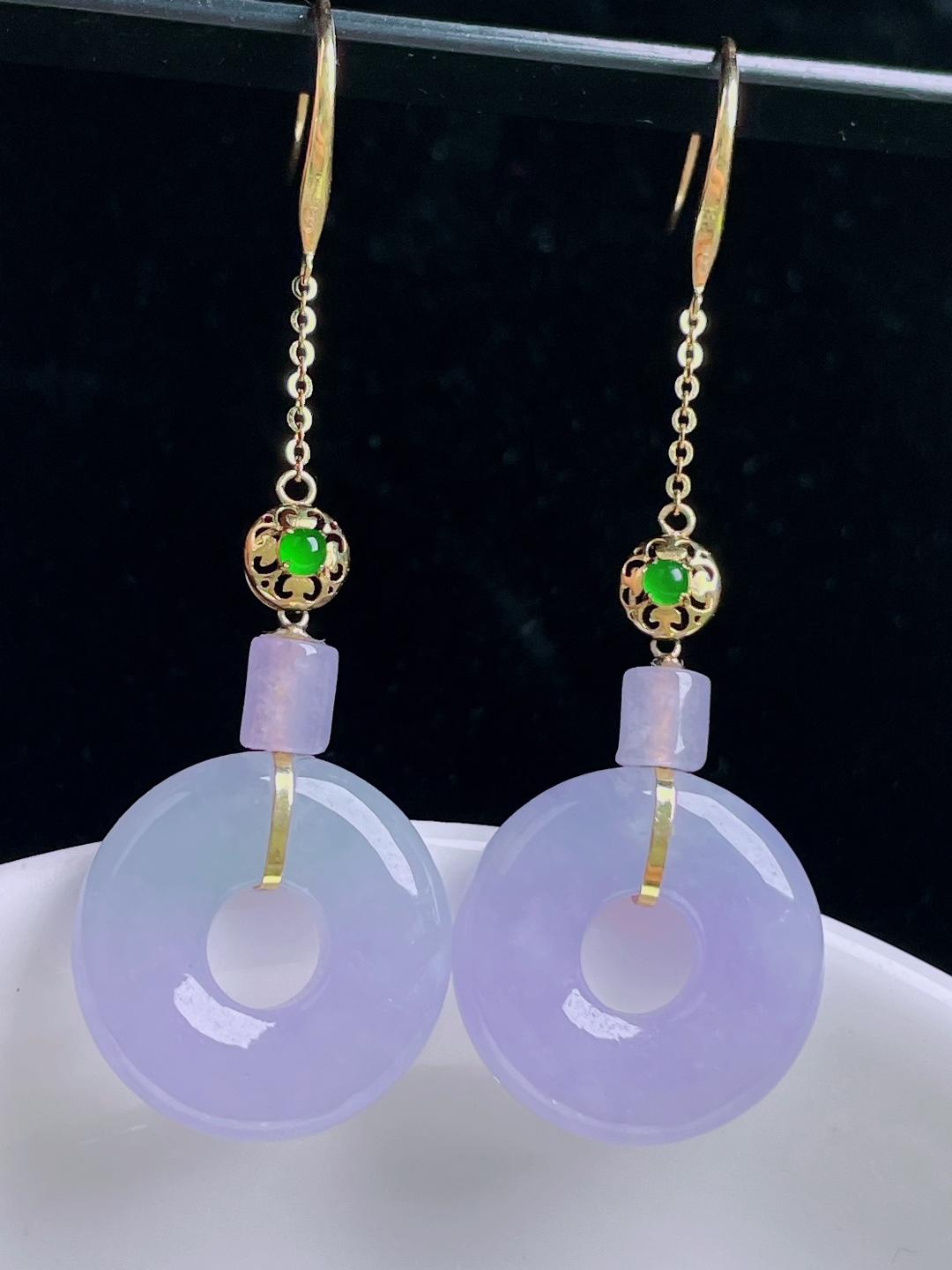 ️耳坠，18k镶嵌，老种起光，细底通透，尺寸：50裸石16.5/4mm0904