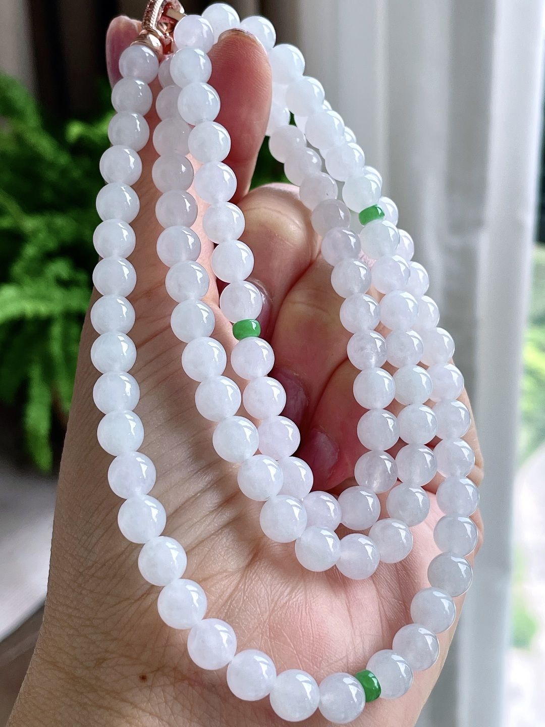 珠子白冰珠链圆珠珠子珠链，性比高，尺寸7mm，35cm，重量60.5克