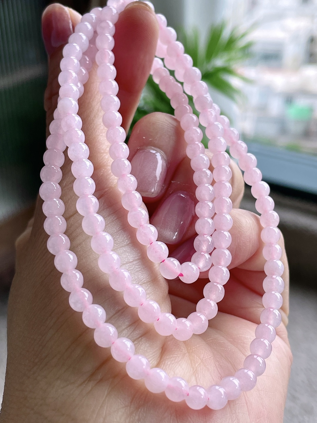 【珠子】冰粉紫珠链圆珠珠子珠链【说明】缅料 性比高【尺寸】4.7mm，33cm【重量】27.3克