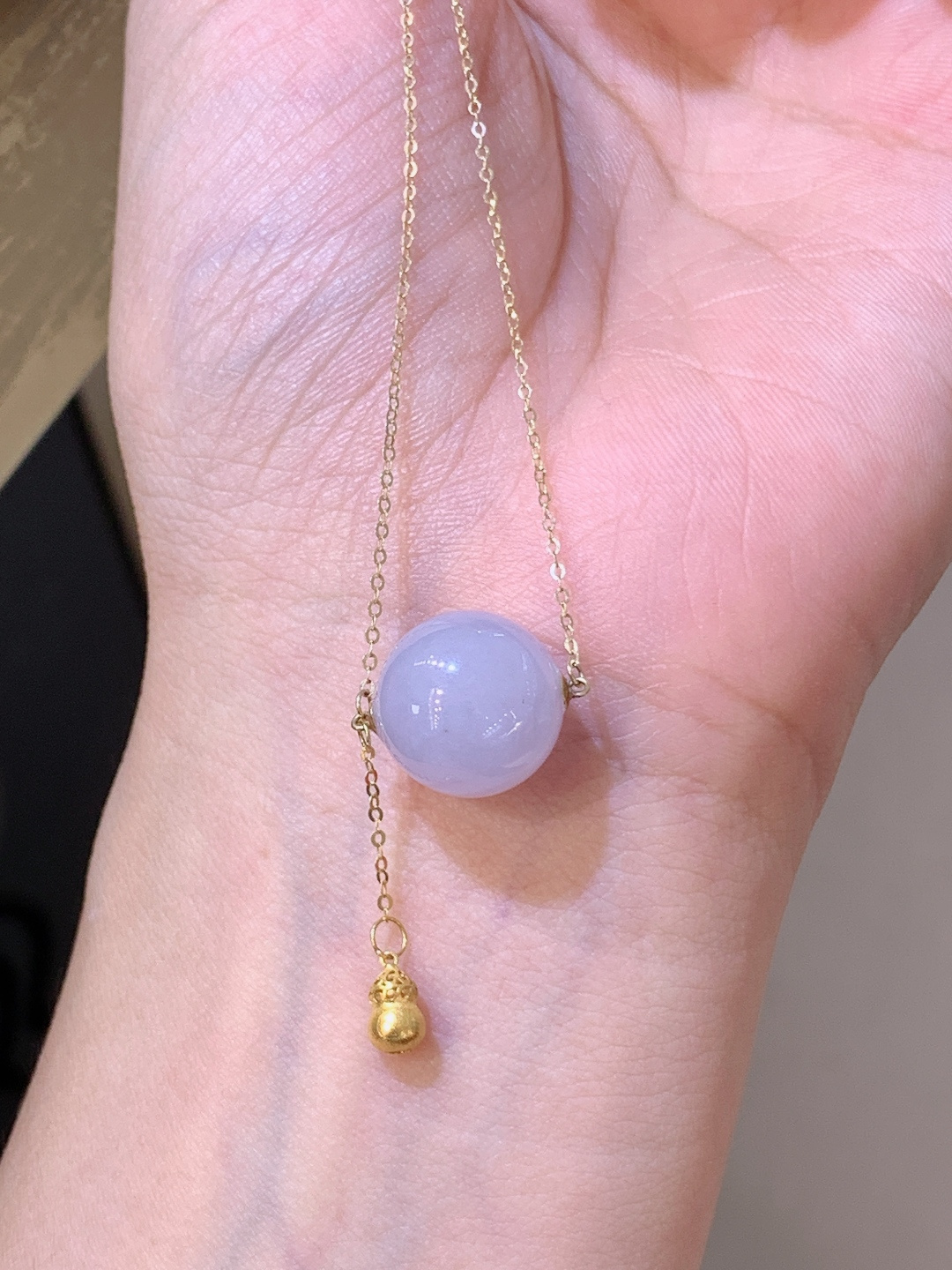 冰粉紫珠珠项链，温润淡雅，金饰点缀，平安顺遂，裸石12.9