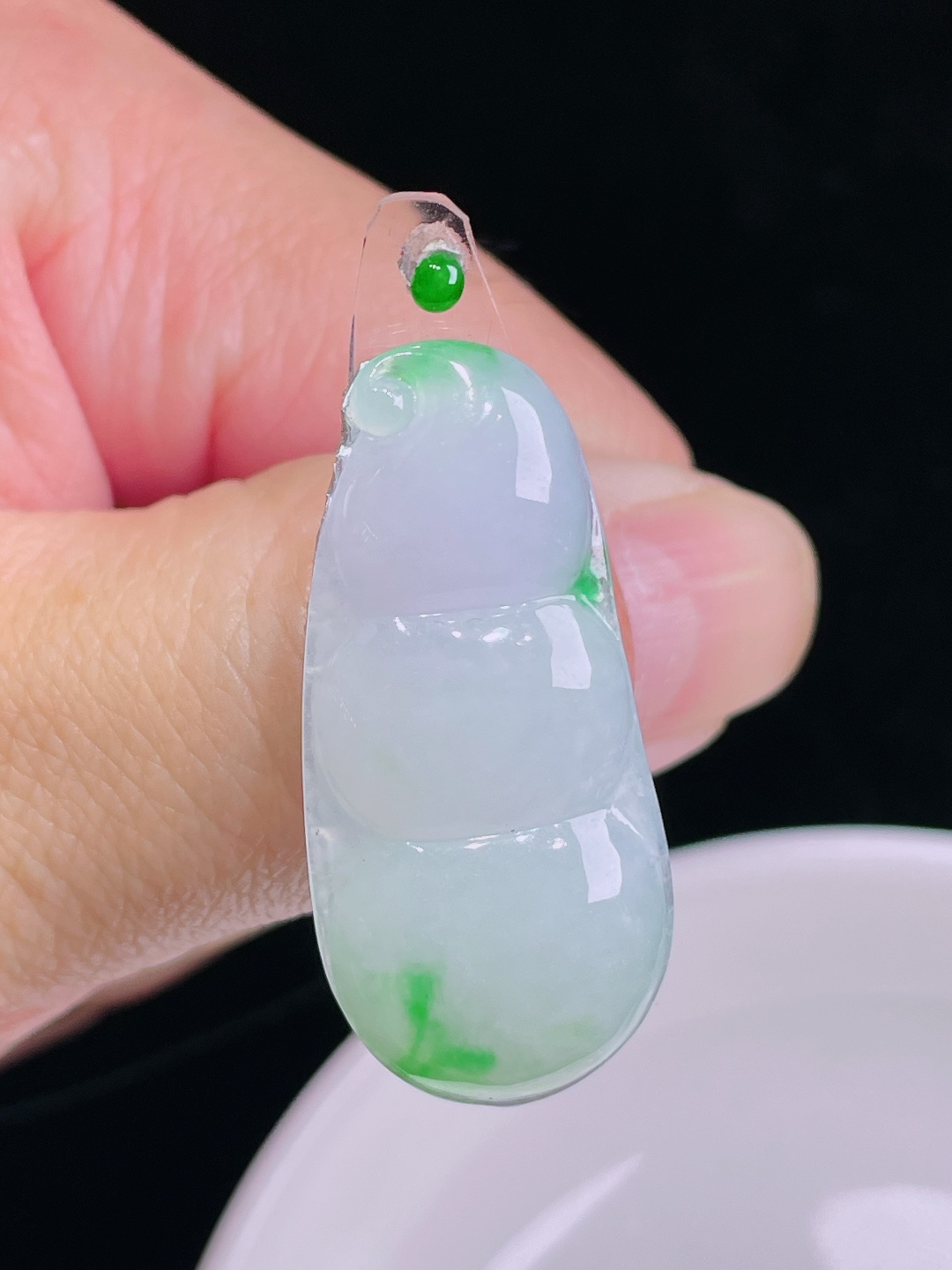 阳绿豆子福豆，老种起光，细底通透，尺寸：37.7/17.6/4.5mm0904