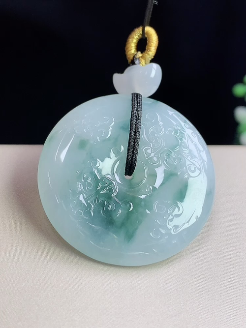 冰飘花雕花平安扣，无裂，尺寸30.9-5.5mm，j04jxg