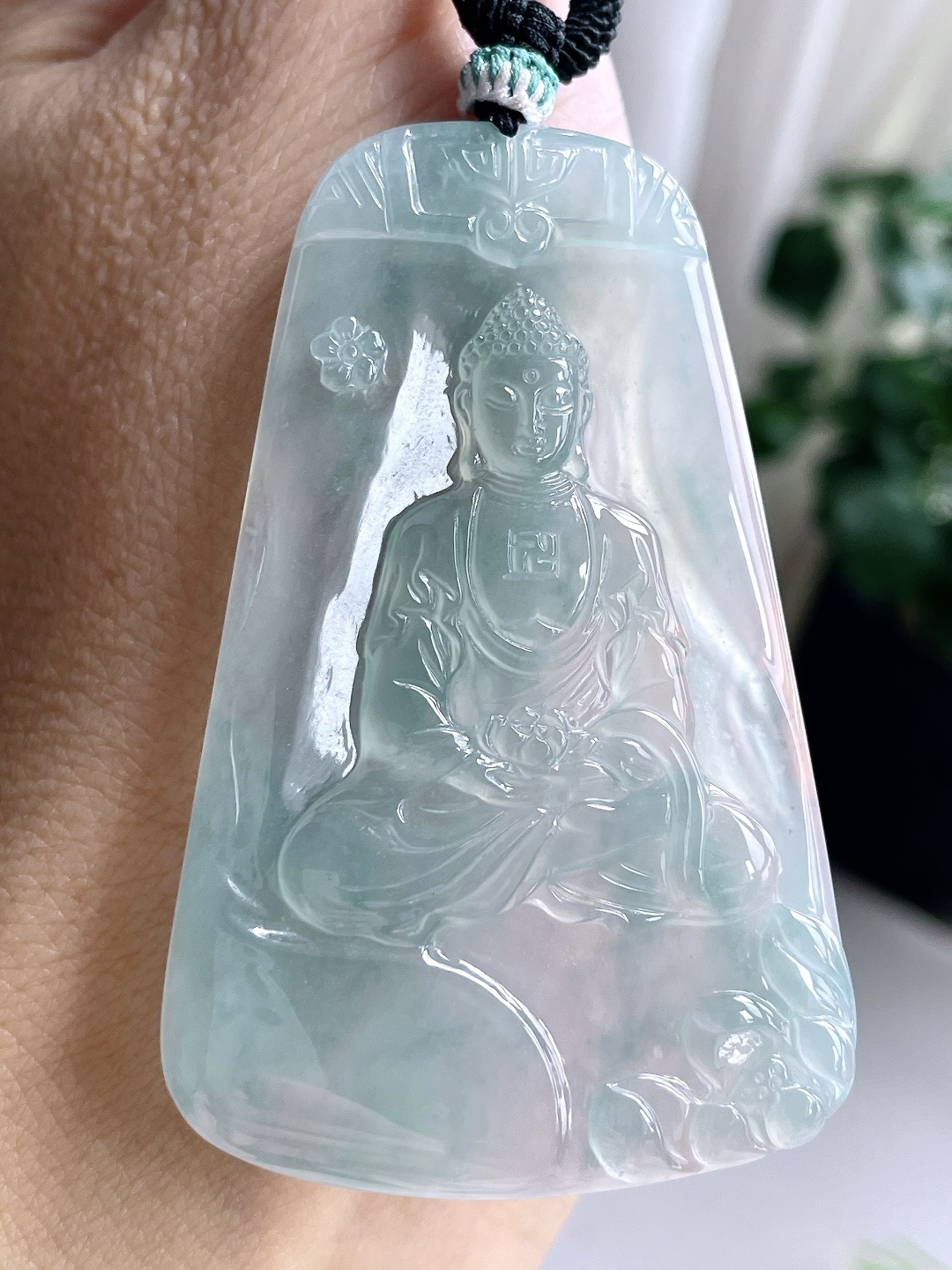 冰晴水大日如来佛牌吊坠，缅料，无裂，性比高，尺寸61.3-39-5，重量26.6克