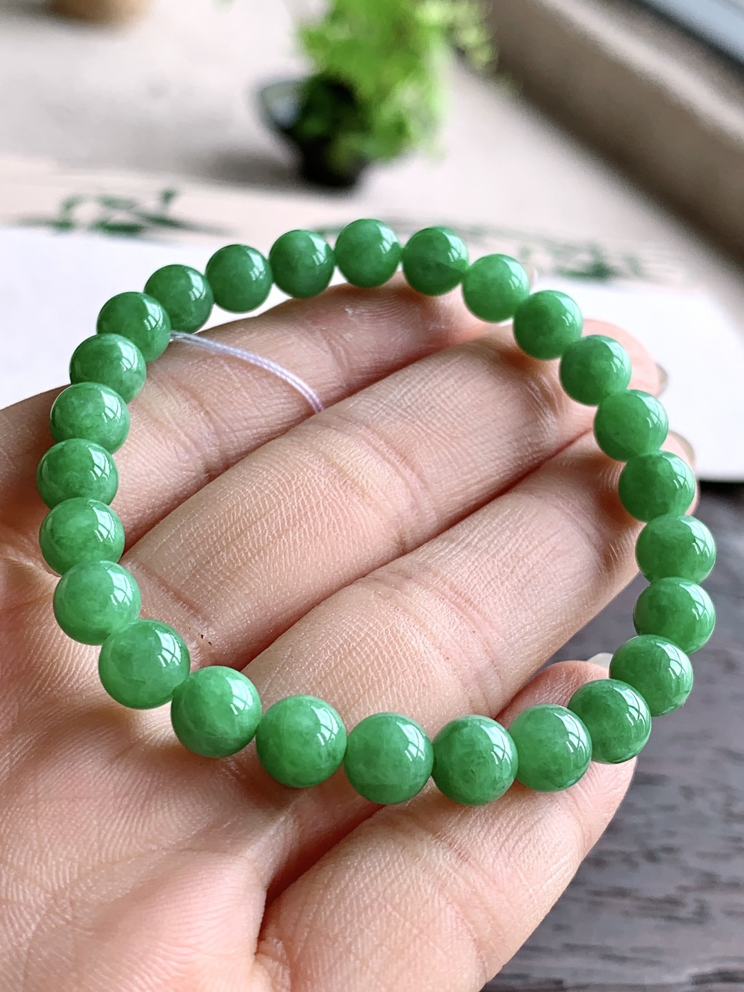 冰阳绿手串圆珠子手串,性比高