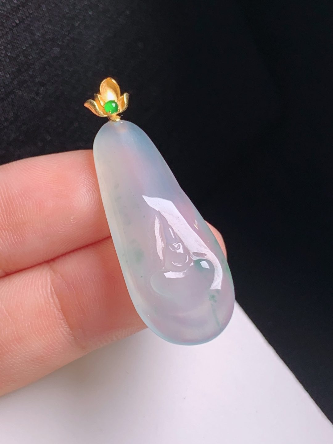 冰种飘花悟道吊坠，清透起光，禅意悠然，静心纳祥，530901