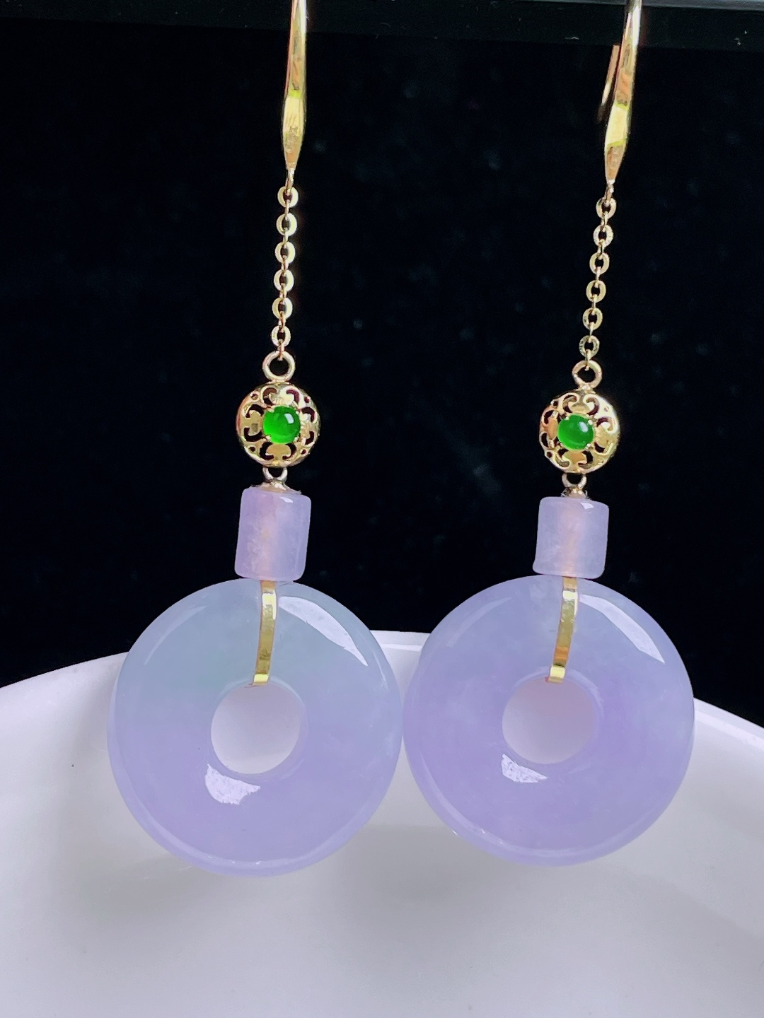 ️耳坠，18k镶嵌，老种起光，细底通透，尺寸：50裸石16.5/4mm0904