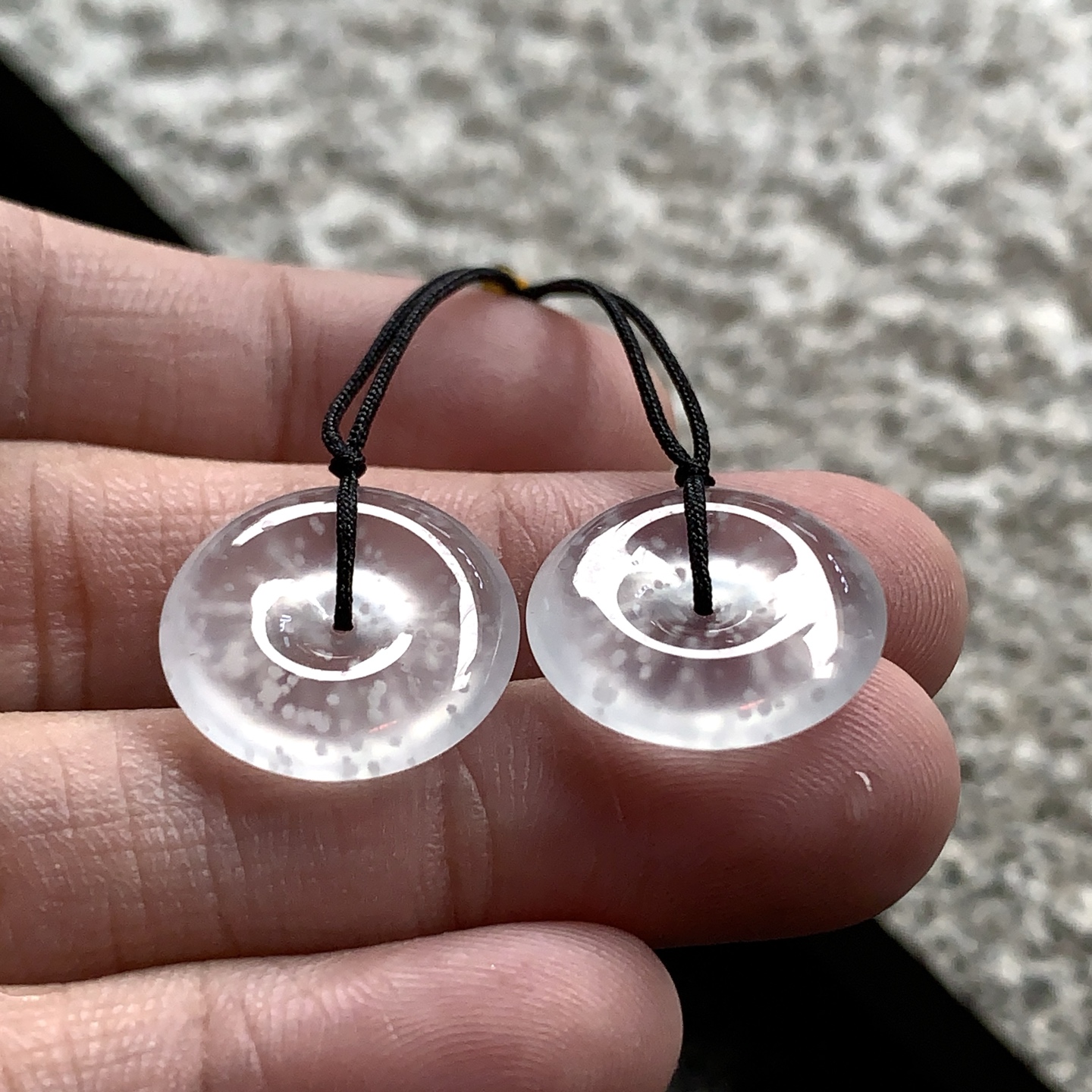 雪花棉平安扣一对，尺寸：15.7×4 / 15.6×4，玉润千年，韵承东方