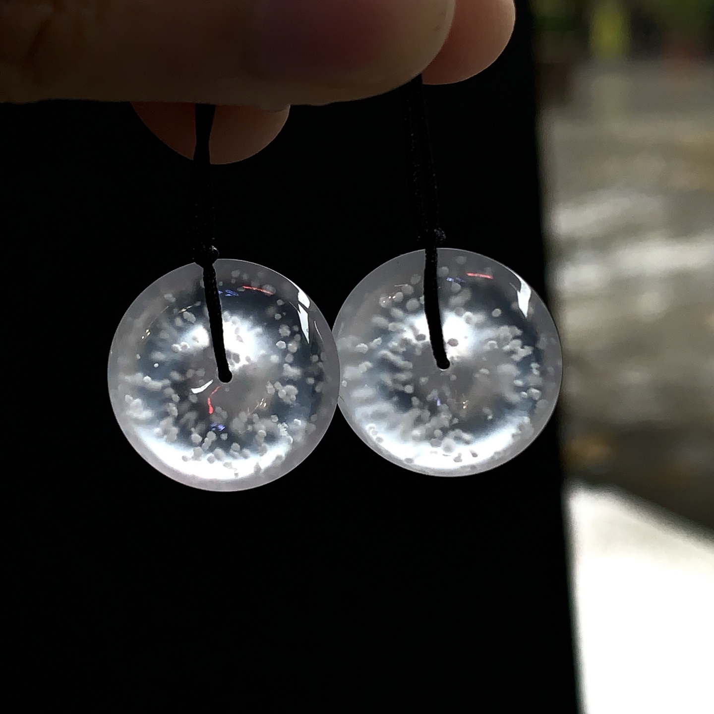雪花棉平安扣一对，尺寸：15.7×4 / 15.6×4，玉润千年，韵承东方