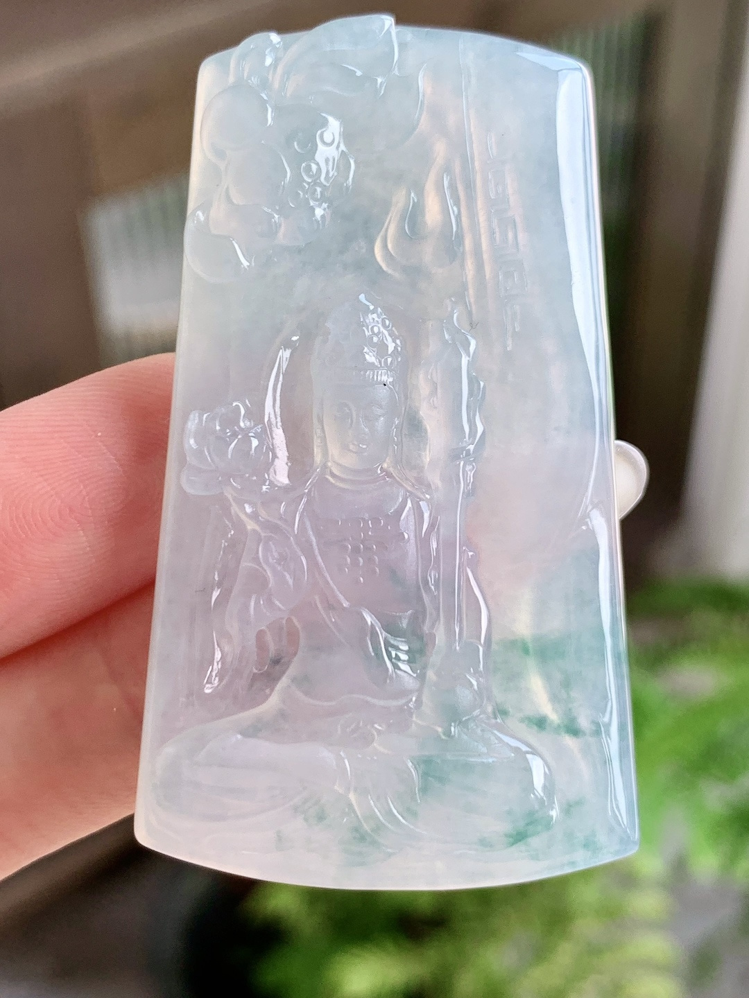 冰飘花虚空藏菩萨牌吊坠,缅料性比高厚装,尺寸57-32-6.2,重量25.3克