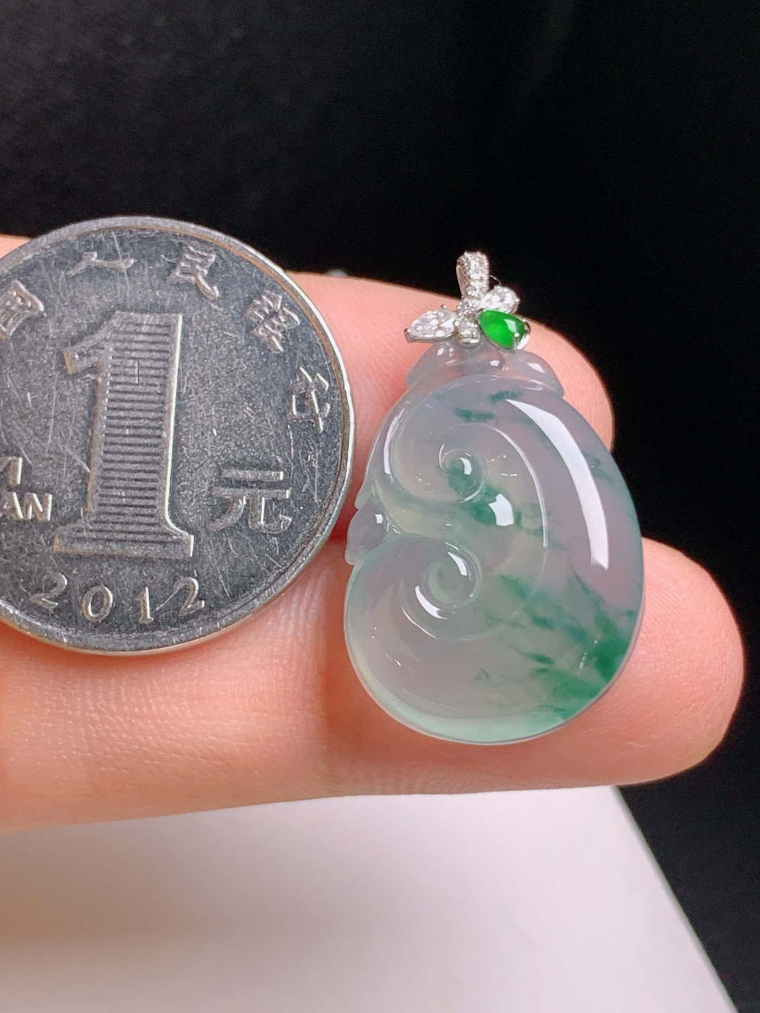 冰飘花如意吊坠，种水，飘花灵动，万事顺意，裸石21.7-16.6-627.6