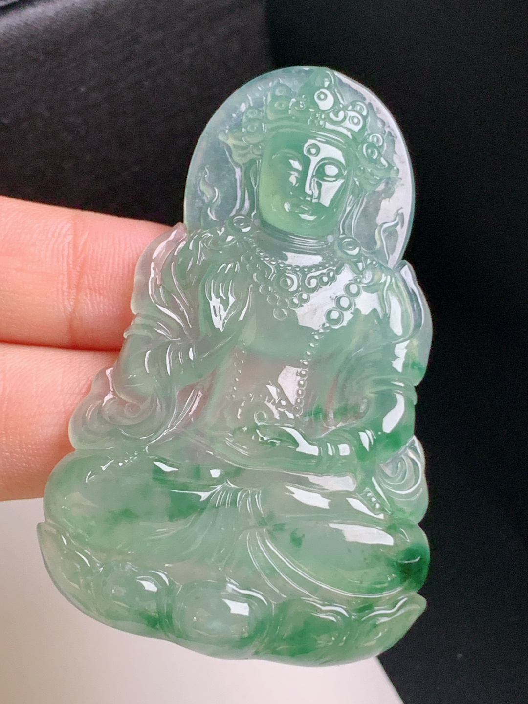 冰飘花度母观音，飘花灵动，开脸端庄，福慧双增，裸石63.8-38.7-5.9